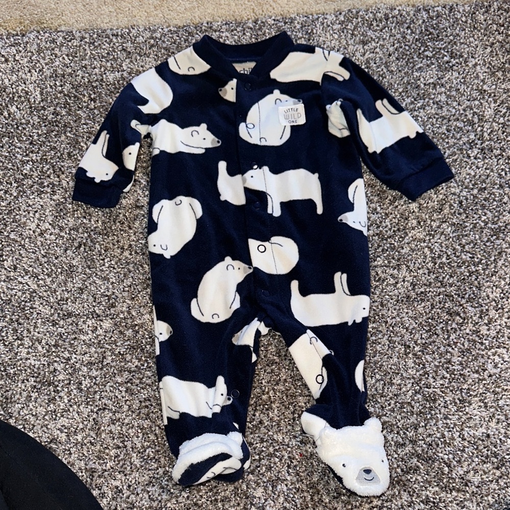 Carter's Navy and White Polar Bear Footie